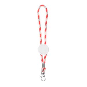 Porte-clés tubulaire en térylène, réglable et mousqueton Stry - Rouge