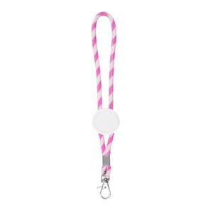 Porte-clés tubulaire en térylène, réglable et mousqueton Stry - Fuchsia