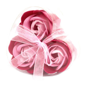 Coffret à savon en forme de cœur avec roses - Rose