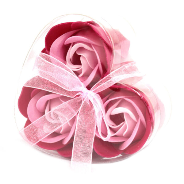 Coffret à savon en forme de cœur avec roses - Rose